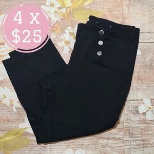 Cato Black Chinos with Silver Button Accents Sz 20W